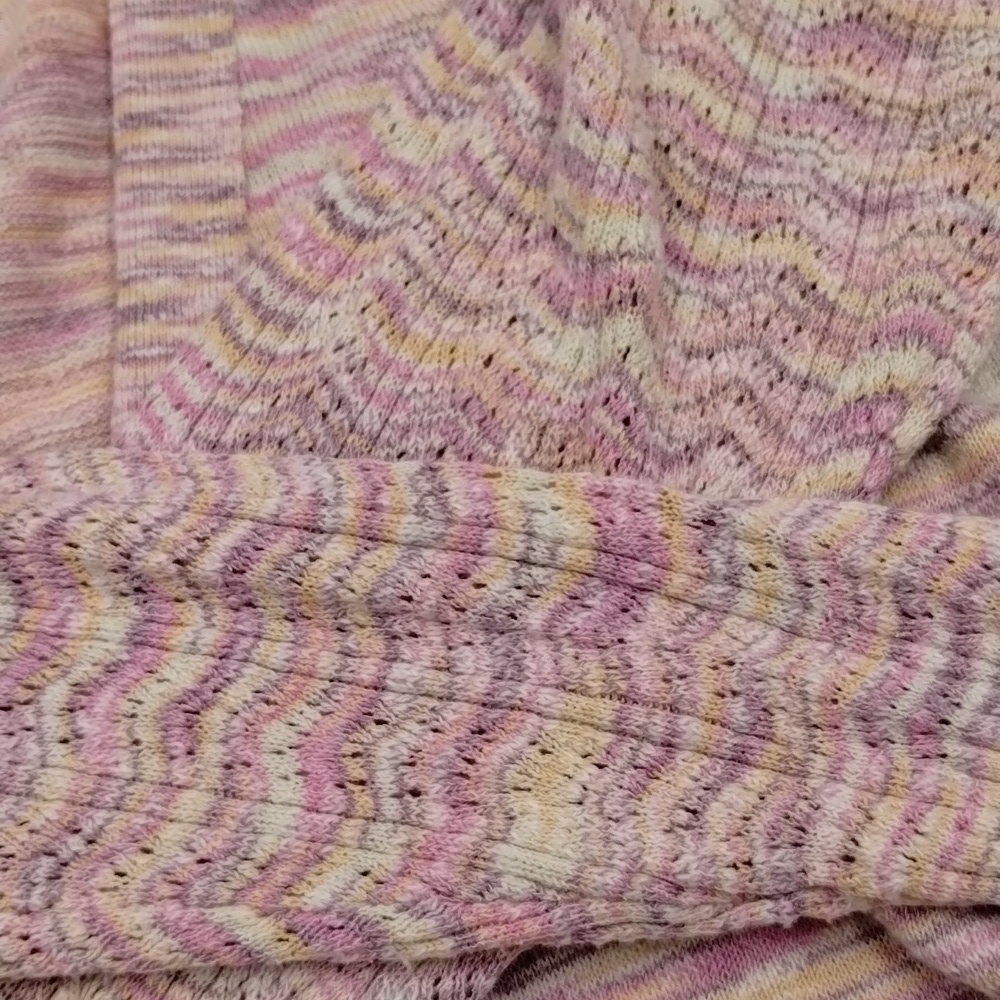 Sundance multicolor pink slub open cardigan sweater w/tiny vented sleeves large - Picture 9 of 10